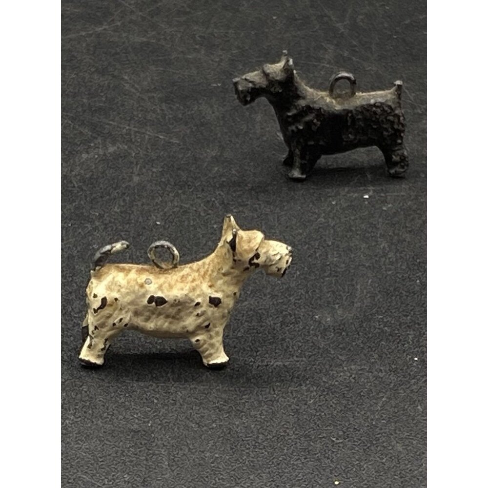 Tiny Celluloid Scottie & 2 Charm Cast Iron Scotties 1940’s Scottish Terrier - Picture 5 of 10